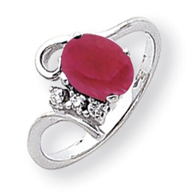 Created Ruby Diamond Ring 14k white Gold 8x6mm Oval Y2217CR/A, MPN: Y2217CR/A, 883957558059