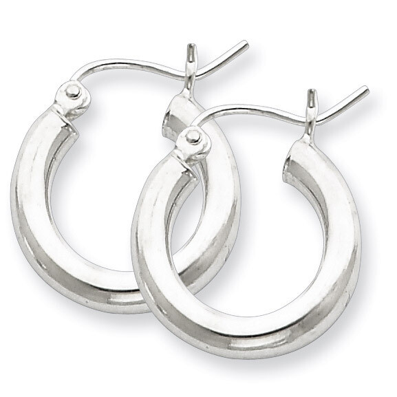 3mm Round Hoop Earrings Sterling Silver Rhodium-plated QE4397, MPN: QE4397, 883957930176