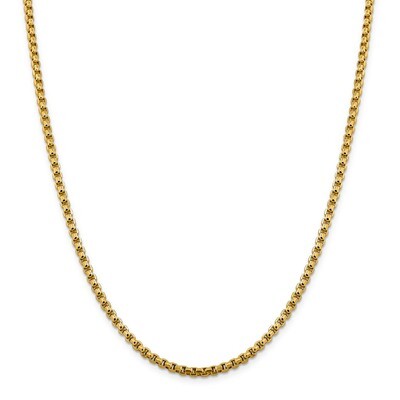 20 Inch 3.6mm Hollow Round Box Chain 14k Gold BC163-20, MPN: BC163-20, 883957059365