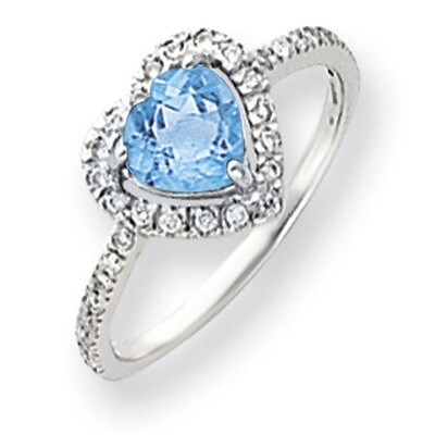 6mm Heart Blue Topaz Diamond Ring 14k white Gold Y4438BT/A, MPN: Y4438BT/A, 883957351612