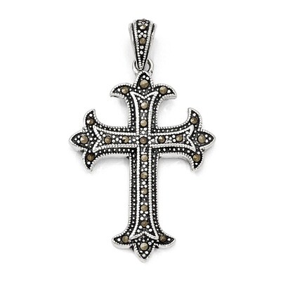Marcasite Cross Pendant Sterling Silver QC5280, MPN: QC5280, 883957285726