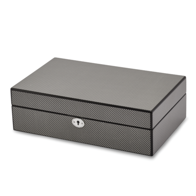 High Gloss Black Carbon Fiber Patterned 10-Watch Case by Jere, MPN: JWC114-1, 191101682131