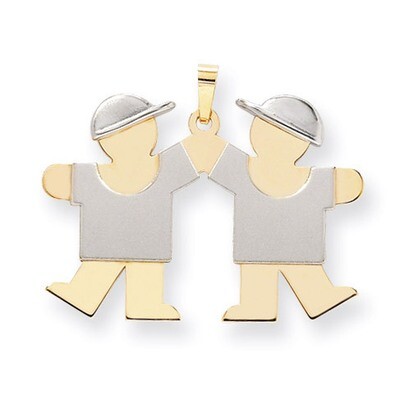 Double Boys Engravable Charm 14k Two-tone Gold Large XK421, MPN: XK421, 883957470887