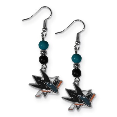 NHL San Jose Sharks Fan Bead Dangle Earrings GC5960