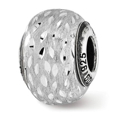 Brushed and Diamond-cutRound Bead Sterling Silver QRS3725, MPN: QRS3725,