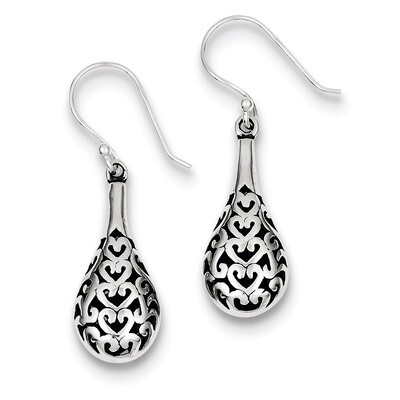 Antiqued Fancy Dangle Earrings Sterling Silver QE1932, MPN: QE1932, 883957923222