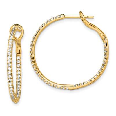 Si1/Si2, G H I, In &amp; Out Hoop Earrings 14k Gold Lab Grown Diamond EM7950-075-YLG, MPN: EM7950-075-Y…