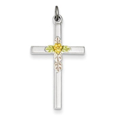 Epoxy &amp; Gold Plated Cross Pendant Sterling Silver Polished QC7216, MPN: QC7216, 883957544892