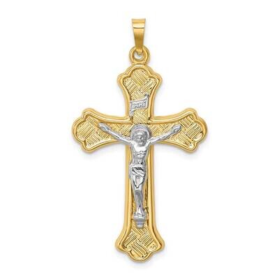 Hollow Polished Woven Fleur de Lis Crucifix 14k Two-tone Gold XR1858, MPN: XR1858, 883957603766