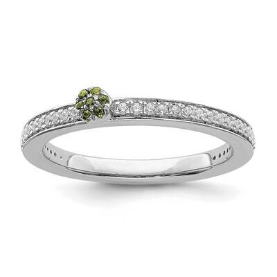 Peridot &amp; Diamond Ring 14k White Gold SK2083, MPN: SK2083, 191101298264