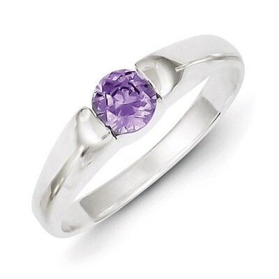 Purple Round Diamond Ring Sterling Silver QR4432, MPN: QR4432, 883957491561