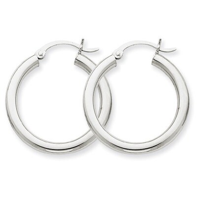 3mm Round Hoop Earrings 10k White Gold 10T850, MPN: 10T850, 883957895758