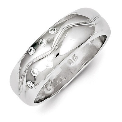 Sterling Silver Rhodium Plated Diamond Ring QR4277-6