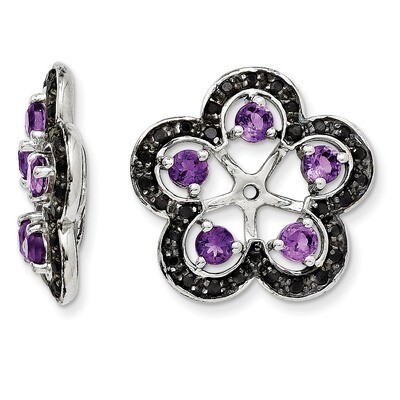 Amethyst &amp; Black Sapphire Earring Jacket Sterling Silver Rhodium QJ141FEB, MPN: QJ141FEB, 191101386…