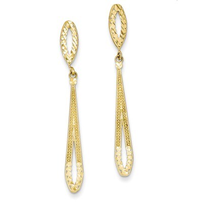 Dangle Post Earrings 14k Gold Diamond-cut H839, MPN: H839, 886774097282