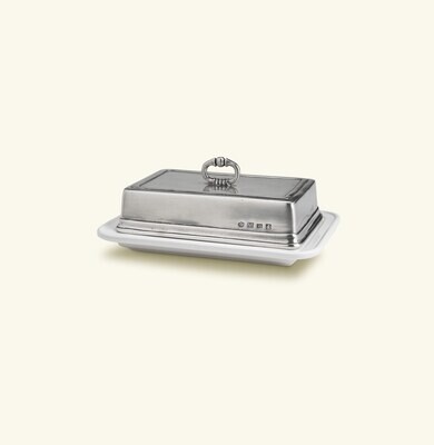 Match Pewter Convivio Double Butter Dish With Cover - White, MPN: 1523,