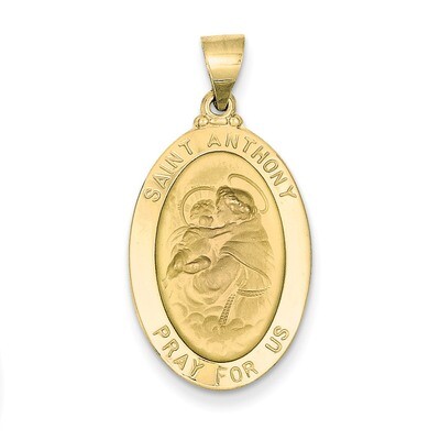 Saint Anthony Medal Pendant 14k Gold Polished and Satin XR1291, MPN: XR1291, 883957518039
