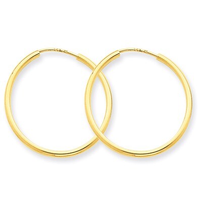 1.5mm Polished Round Endless Hoop Earrings 14k Gold XY1160, MPN: XY1160, 883957299457