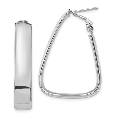 Leslie&#39;s 6.75mm Polished Triangle Omega Back Hoop Earrings 14k White Gold HB-LE1923W, MPN: LE1923W,…