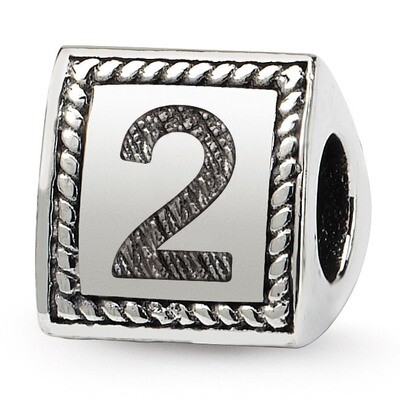 Number 2 Triangle Block Bead - Sterling Silver QRS1429N2, MPN: QRS1429N2, 883957304663