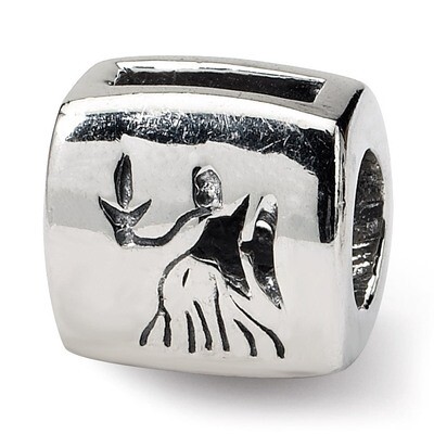 Virgo Zodiac Antiqued Bead - Sterling Silver QRS461, MPN: QRS461, 883957723686
