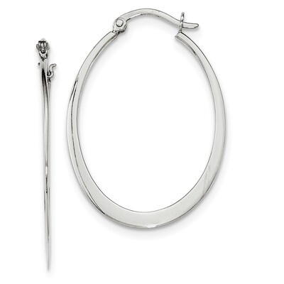 Oval Hinged Hoop Earrings Sterling Silver Rhodium-plated Polished QE11596, MPN: QE11596, 1911012318…