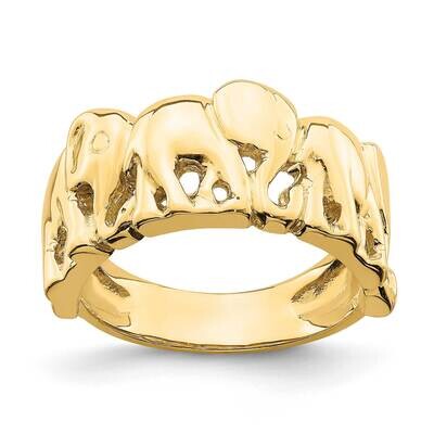 Polished Elephant Rings 14k Gold 2-D R691, MPN: R691, 196904052082