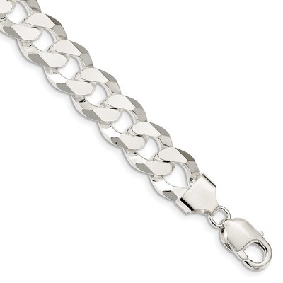 8 Inch 14mm Beveled Curb Chain Sterling Silver QFB350-8, MPN: QFB350-8, 883957749792