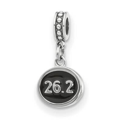 Black Enameled Marathon Dangle Charm Sterling Silver QRS4041, MPN: QRS4041,