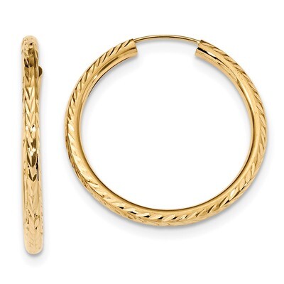 Diamond -cut Endless Hoop Earrings 14k Gold Polished TF1007, MPN: TF1007, 191101056505