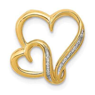 .03Ct. Diamond Double Heart Chain Slide 14k Gold PM4912-003-YA, MPN: PM4912-003-YA, 883957212968
