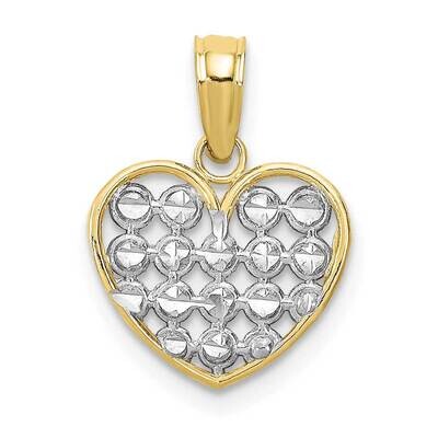 Rhodium Diamond-Cut Heart Charm 10k Gold 10K9311, MPN: 10K9311,