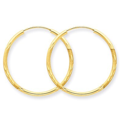 1.5mm Satin Diamond-cut Endless Hoop Earrings 14k Gold XY1171, MPN: XY1171, 883957299563