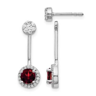 Garnet Earrings 14k White Gold Diamond EM4210-GA-033-WA, MPN: EM4210-GA-033-WA, 191101838224