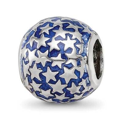 Enamel Star Pattern Bead Sterling Silver QRS4253, MPN: QRS4253,