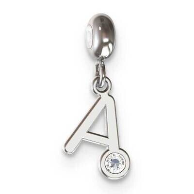Memi Letter A with Swarovski Crystal Charm Sterling Silver Rhodium-plated ME111A-SS, MPN: ME111A-SS,