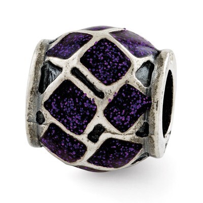 Purple Enamel with Sparkles Bead - Sterling Silver QRS2815, MPN: QRS2815, 883957054414