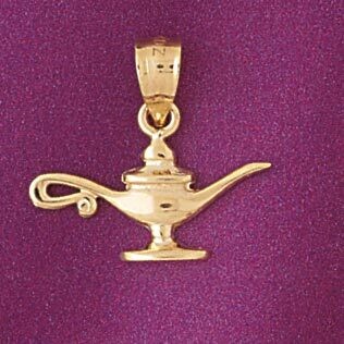 Dazzlers Jewelry Aladdin Lamp Pendant Necklace Charm Bracelet in Yellow, White or Rose Gold 4824, M…