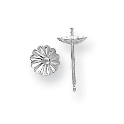 4.5mm Scalloped Pearl Cup and Peg Earring Mounting 14k White Gold WG2660, MPN: WG2660,