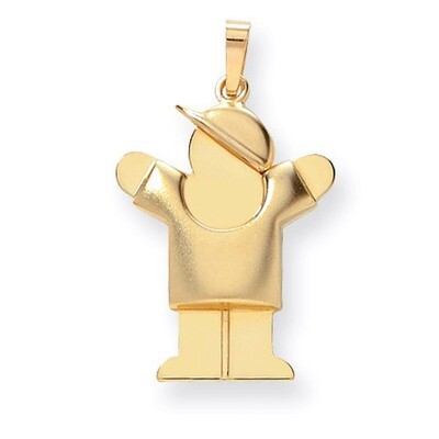 Puffed Boy with Hat on Right Engravable Charm 14k Gold XK229, MPN: XK229, 883957859156