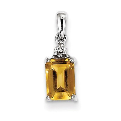 Citrine &amp; Diamond Pendant Sterling Silver Rhodium QDX788, MPN: QDX788, 883957529486