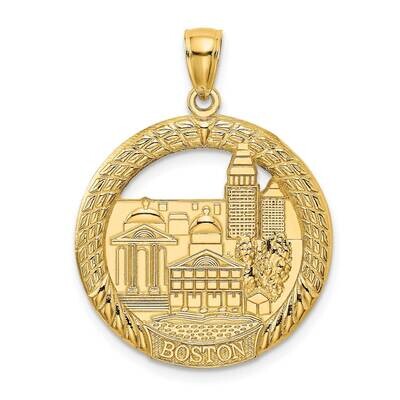 Boston Town Scene In Round Disc Charm 14k Gold K8683, MPN: K8683, 637218092123