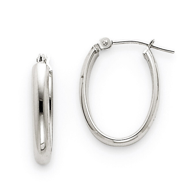 Polished 2.75mm Oval Tube Hoop Earrings 14k White Gold TF113, MPN: TF113, 883957291154