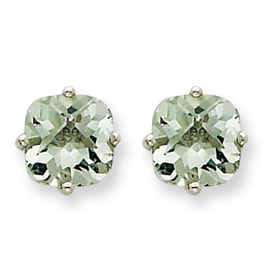 7mm Cushion Green Quartz Earring 14k White Gold XE108WCG, MPN: XE108WCG, 883957090931