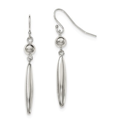 Dangle Shepherd Hook Earrings Sterling Silver Polished QE12071, MPN: QE12071, 886774749327