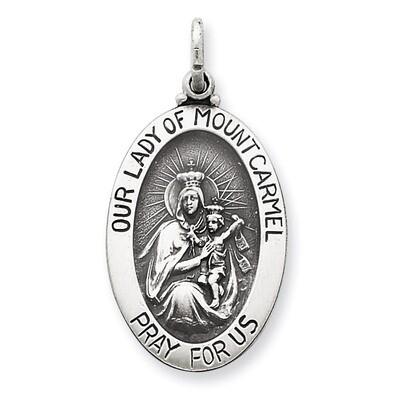 Our Lady of Mount Carmel Medal Antiqued Sterling Silver QC5575, MPN: QC5575, 191101183218