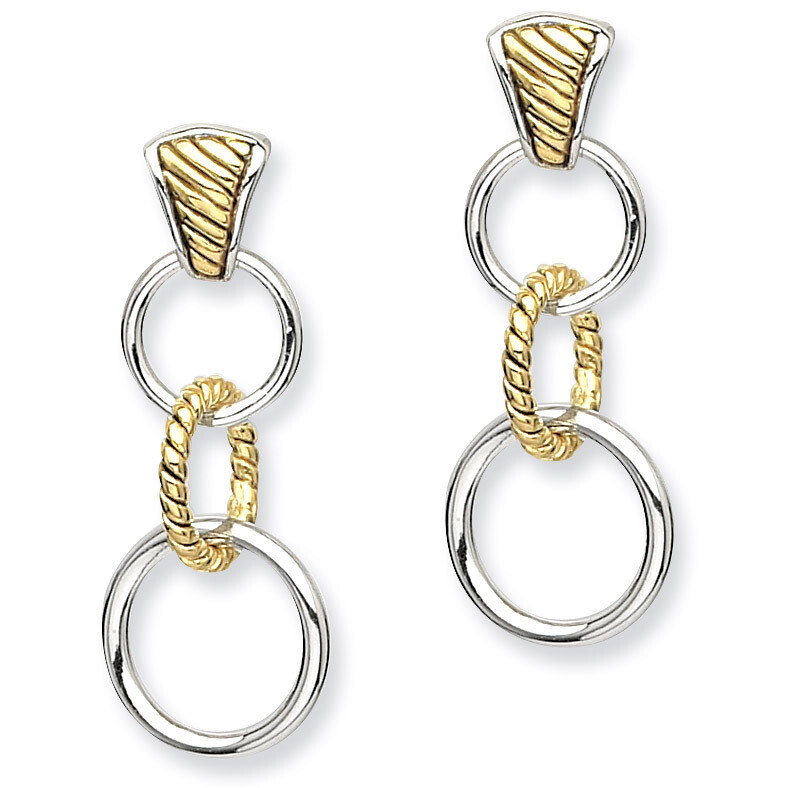 Flash Gold-Plated Post Dangle Earrings Sterling Silver Polished QE7235, MPN: QE7235, 886774248066