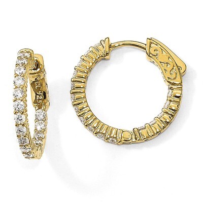 Yellow-Plated CZ In &amp; Out Hoop Earrings Sterling Silver QE7575Y, MPN: QE7575Y, 883957935195