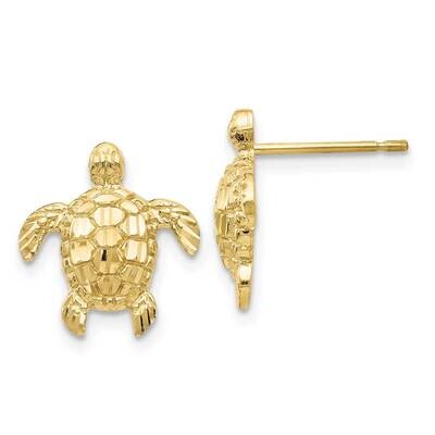 Textured Sea Turtles Post Earrings 10k Gold Polished 10H1129, MPN: 10H1129, 191101566653