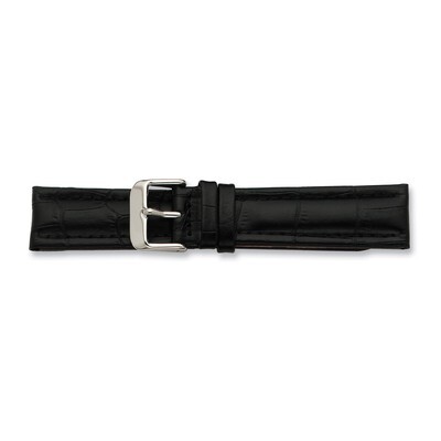 20mm Black Matte Alligator Grain Watch Band 7.5 Inch Silver-tone Buckle BAW208-20, MPN: BAW208-20, …